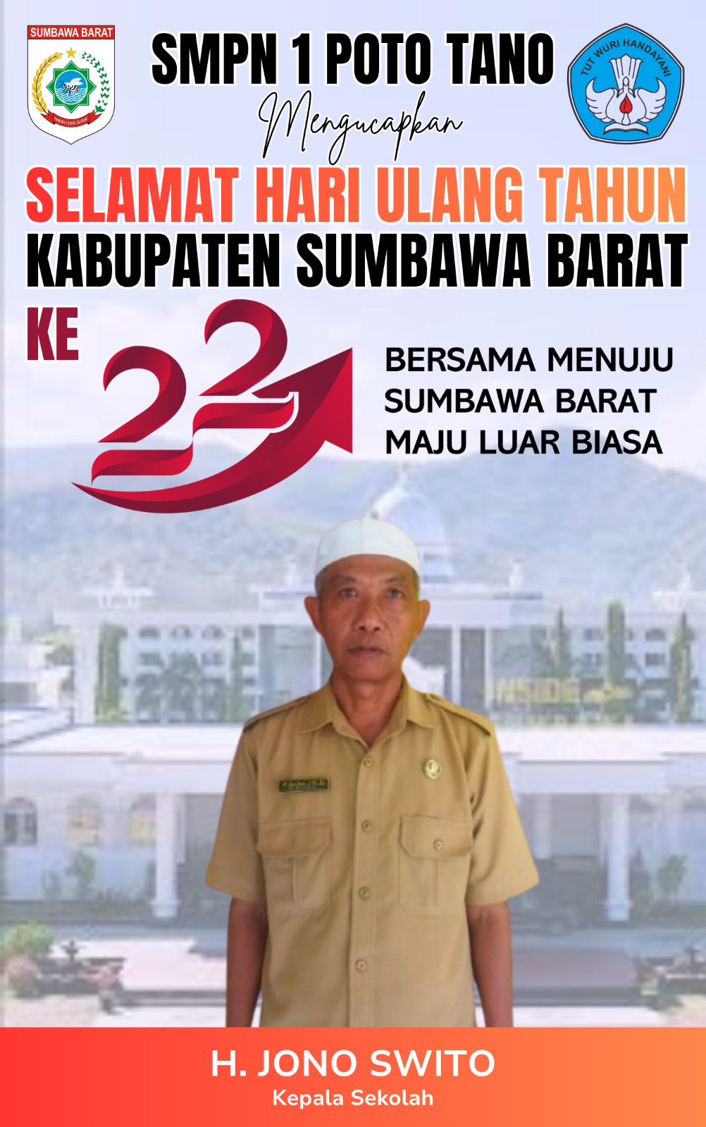 Ucapan Selamat Ulang Tahun Kabupaten Sumbawa Barat Ke-22, “Bersama Menuju Sumbawa Barat Maju Luar Biasa”, Dari Keluarga Besar SMPN 1 Poto Tano