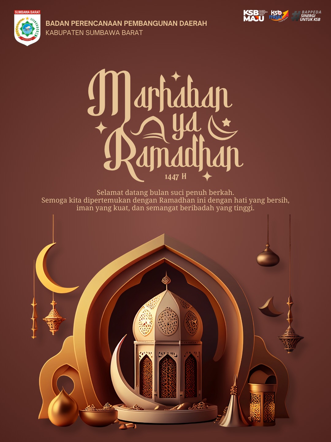 Ucapan Marhaban Ya Ramadhan 1447 H, Bulan Suci Penuh Berkah Dari Keluarga Besar BAPPEDA Kabupaten Sumbawa Barat