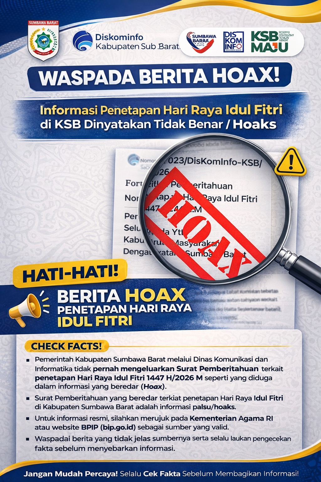 Hoaks Idul Fitri 1447 H Beredar, Diskominfo Sumbawa Barat Sesalkan Tindakan Tidak Bertanggung Jawab