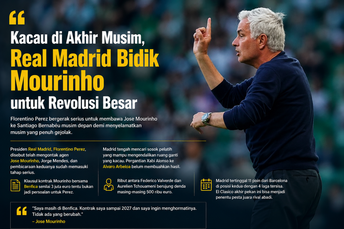 Mourinho Menguat ke Real Madrid, Perez Mulai Bergerak di Tengah Kekacauan Los Blancos