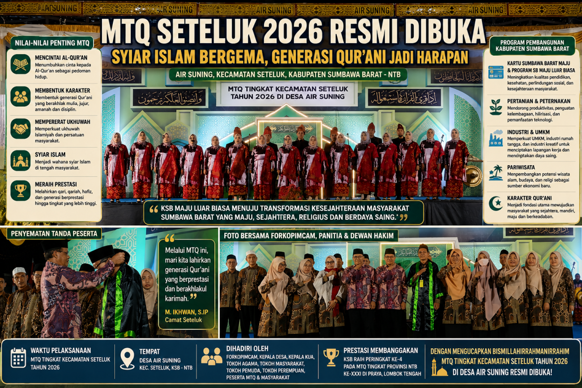 MTQ Seteluk 2026 Resmi Dibuka, Semangat Mencetak Generasi Qur’ani Menggema dari Air Suning