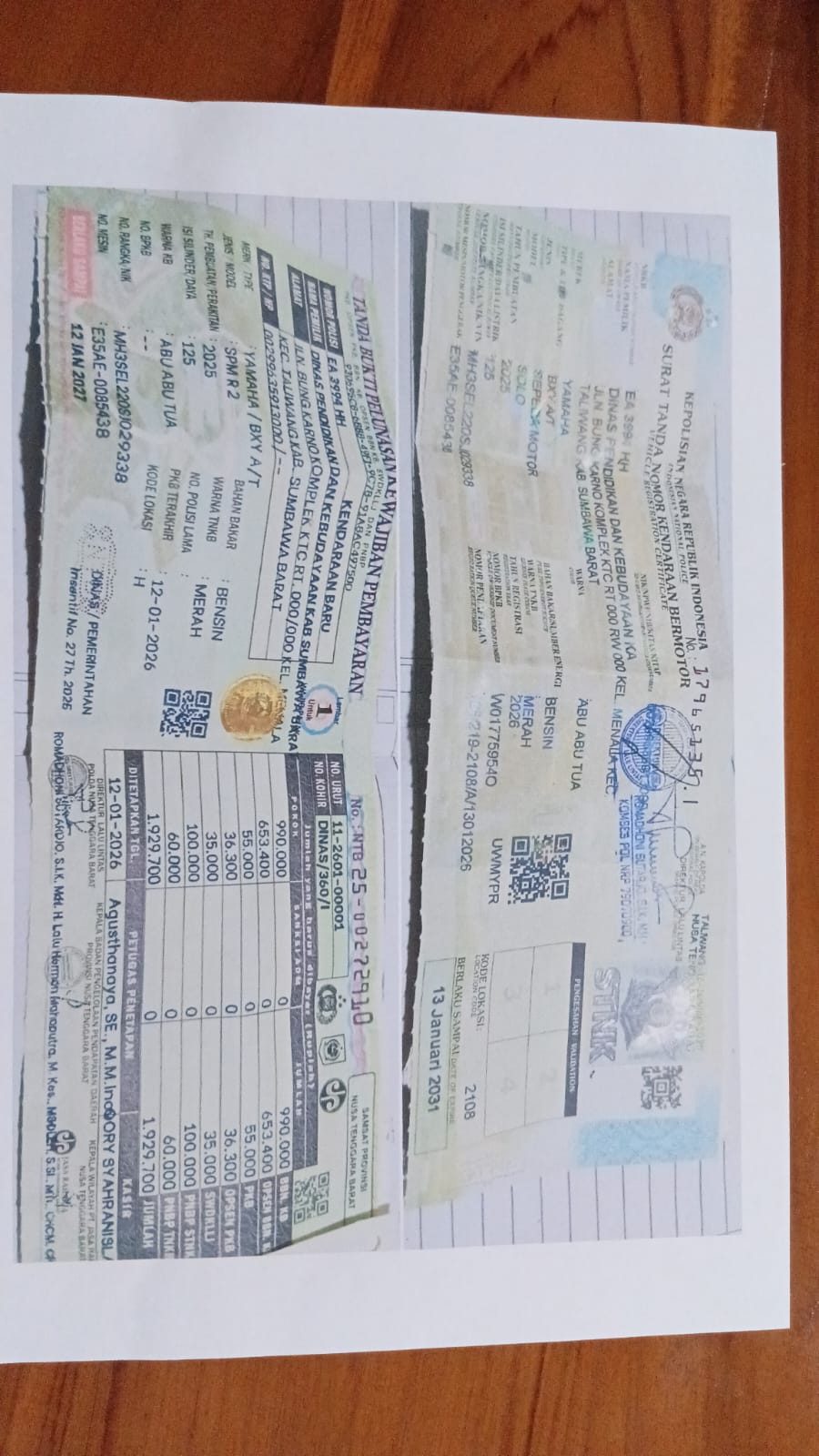 PENGUMUMAN KEHILANGAN STNK SEPEDA MOTOR