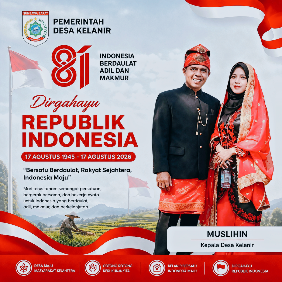Ucapan Dirgahayu Republik Indonesia ke-81 Dari Pemerintah Desa Kelanir