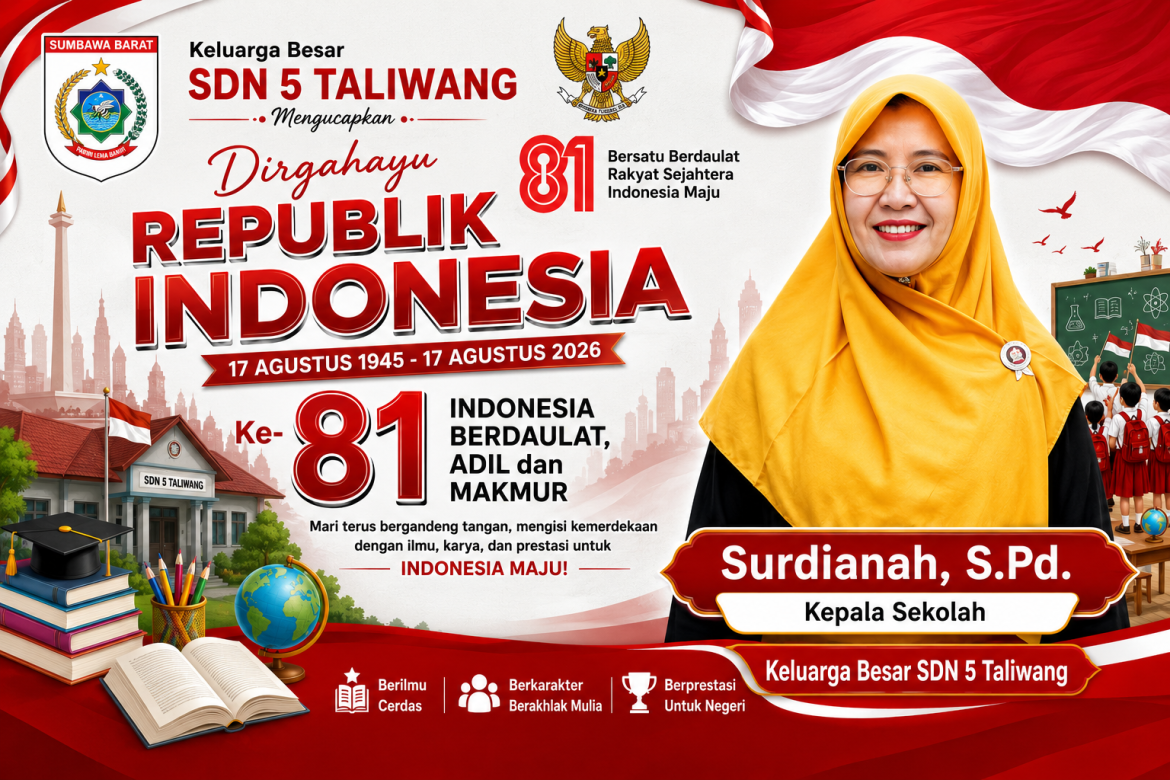 Ucapan Dirgahayu Republik Indonesia ke-81 dari Keluarga Besar SDN 5 Taliwang