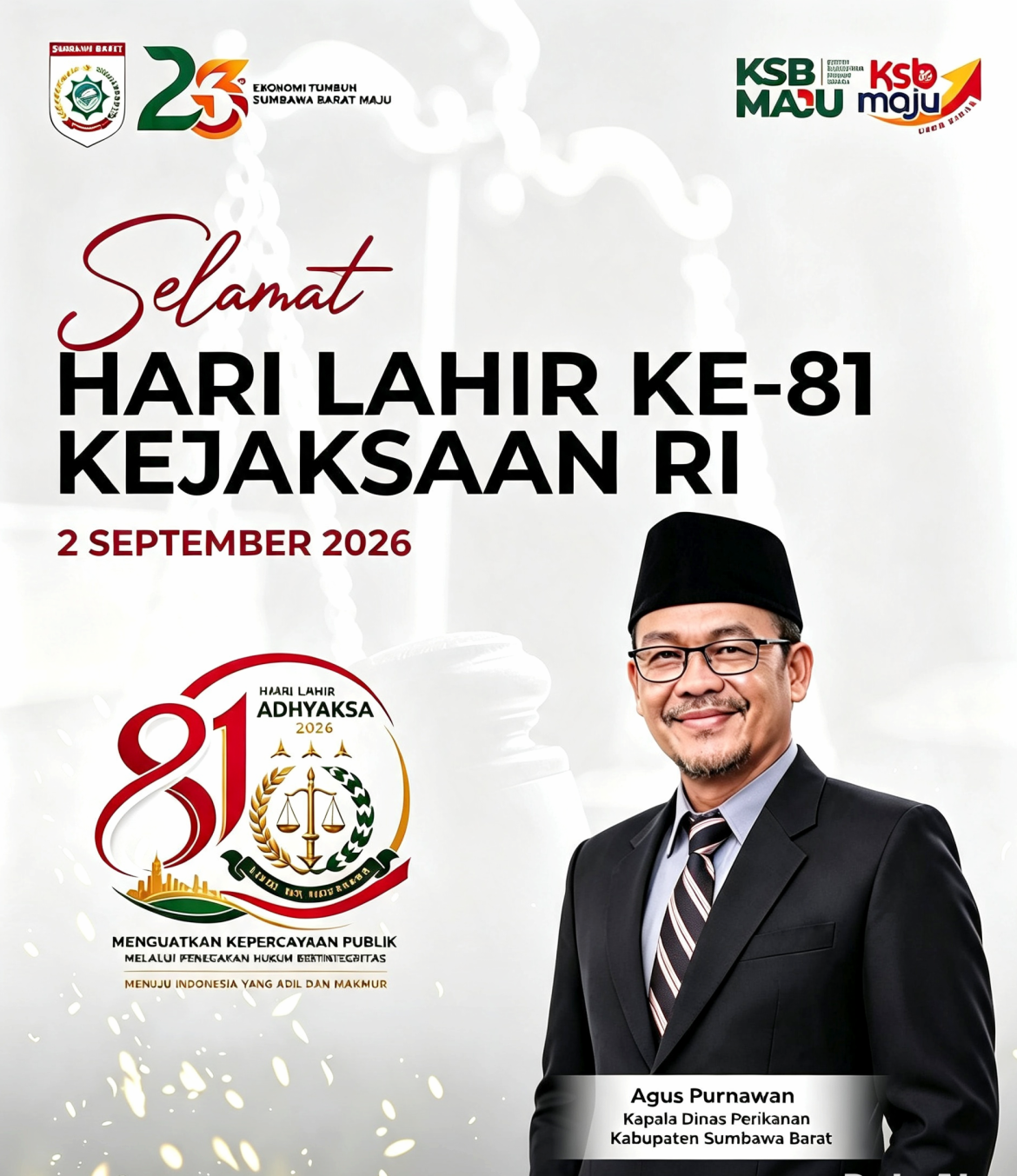 Ucapan Selamat Hari Lahir Ke- 81 Kejaksaan RI dari Dinas Perikanan Kabupaten Sumbawa Barat