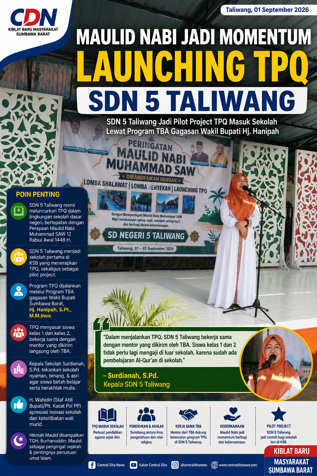 Maulid Nabi Jadi Momentum Launching TPQ SDN 5 Taliwang