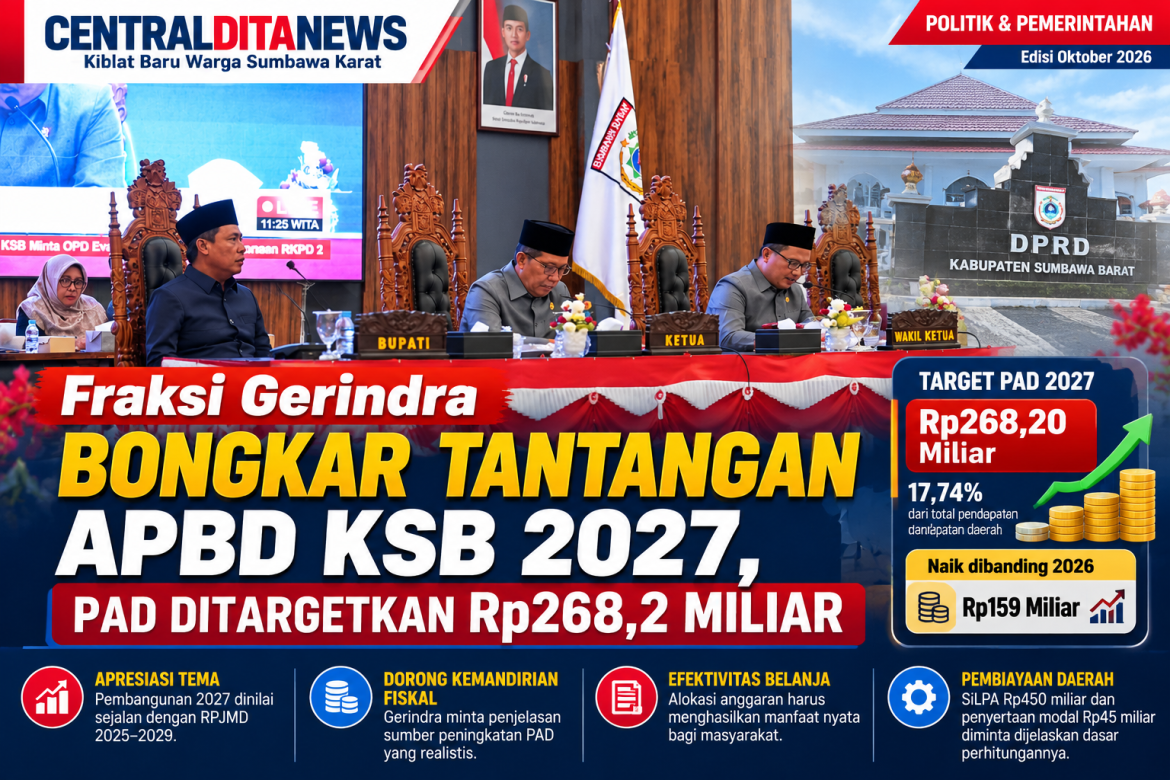 Fraksi Gerindra Bongkar Tantangan APBD KSB 2027, PAD Ditargetkan Rp268,2 Miliar